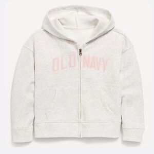 Old Navy Light Gray Hoodie with Pink Logo